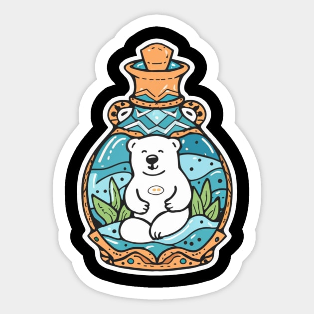 Cute Polar Bear in a Genie Bottle Sticker by joolsd1@gmail.com